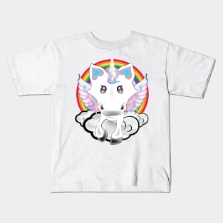 Unicorn on Rainbow Kids T-Shirt